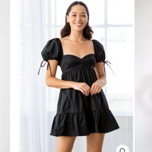 Olivaceous Black Babydoll Dress